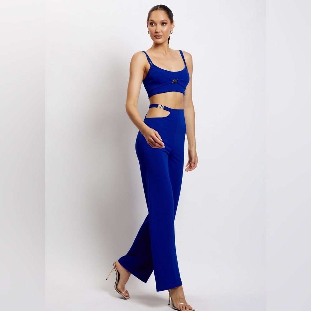 Cobalt Blue Wide Cutout Leg Pants